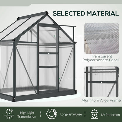 Clear Polycarbonate Greenhouse Large Walk-In Green House Garden Plants Grow Galvanized Base Aluminium Frame with Slide Door