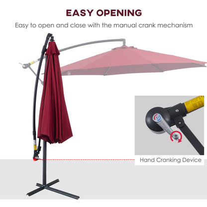 Cantilever Umbrella Parasol Hanging Banana Steel Dark Green 3M Patio Wine Red