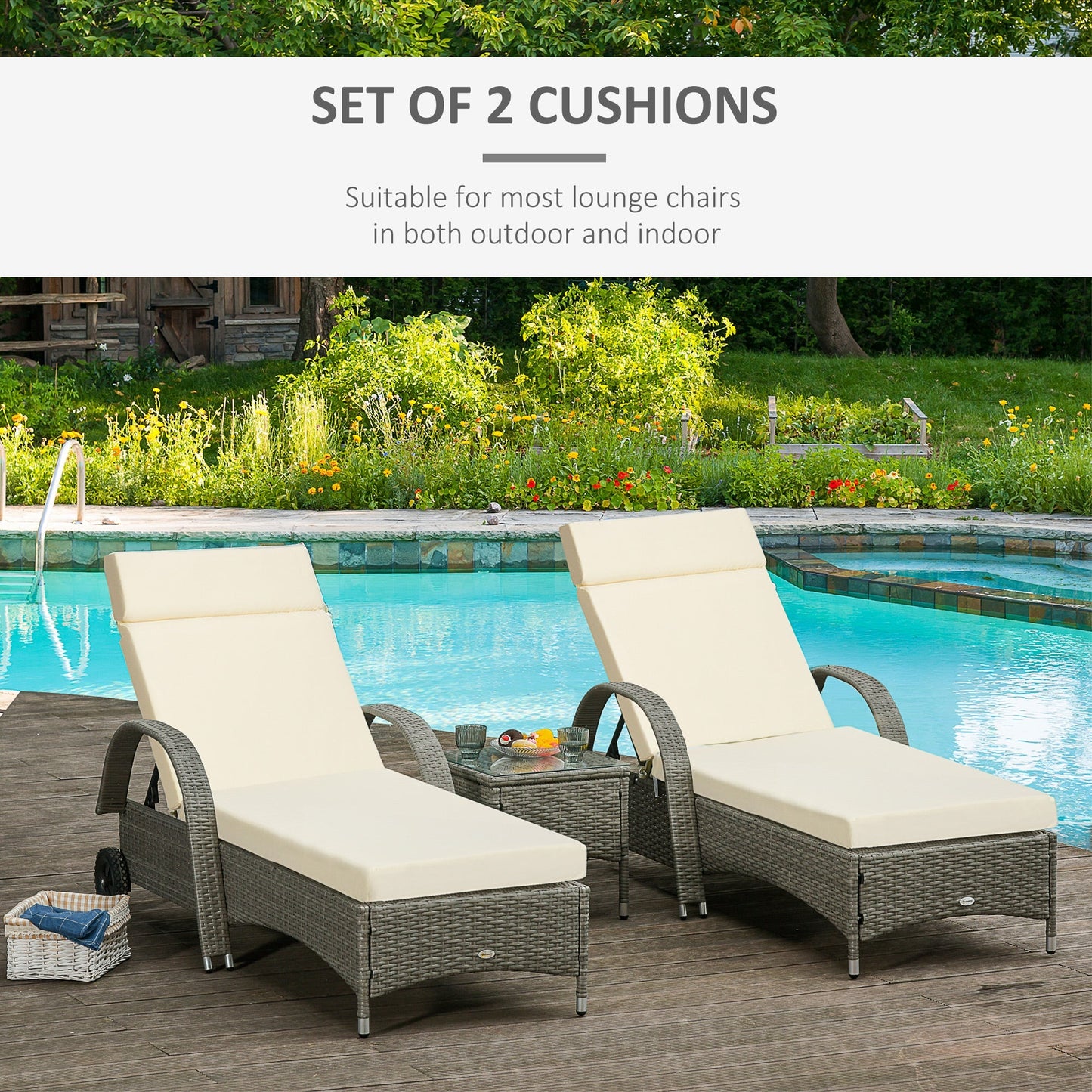 Set of 2 Sun Lounger Cushions