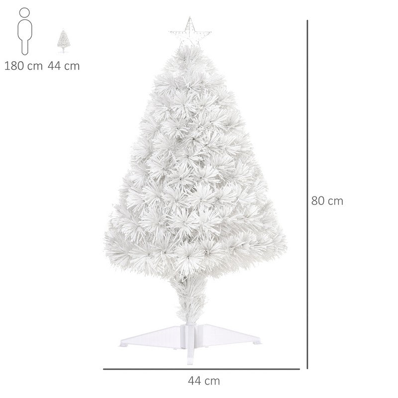 2.5 Foot Prelit Artificial Tabletop Christmas Tree with Fibre Optics Holiday Home Xmas Decoration for Table and Desk