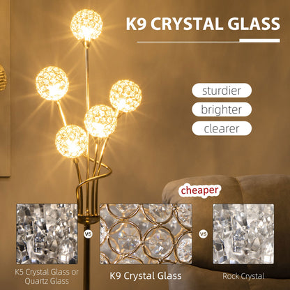 Crystal Floor Lamps for Living Room Bedroom with 5 Light