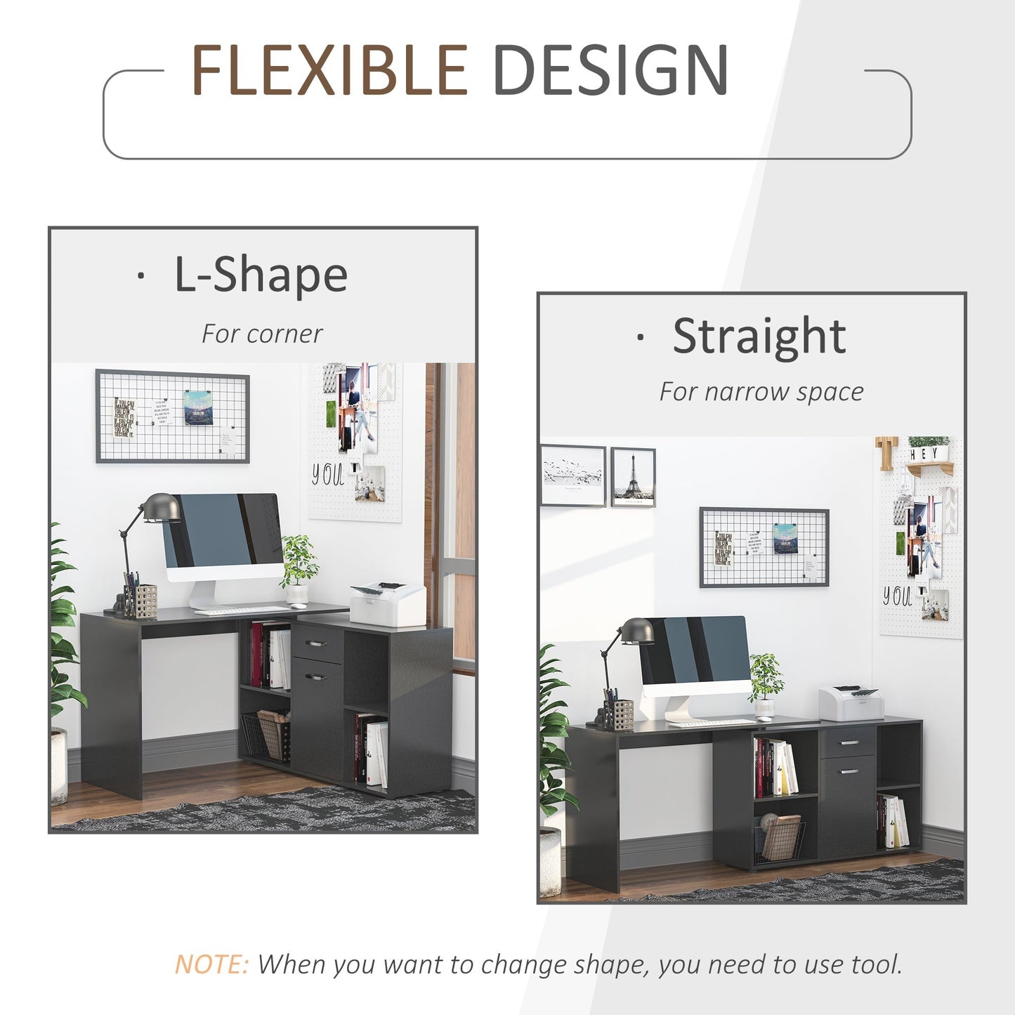 Homcom Modern L-Shaped Computer Desk