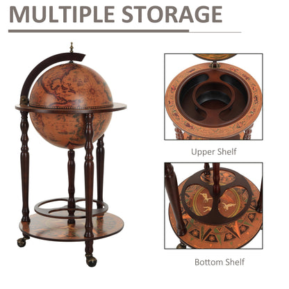 Medium-density fibreboard Retro Globe Shaped Wine Bottle Storage Cabinet Brown