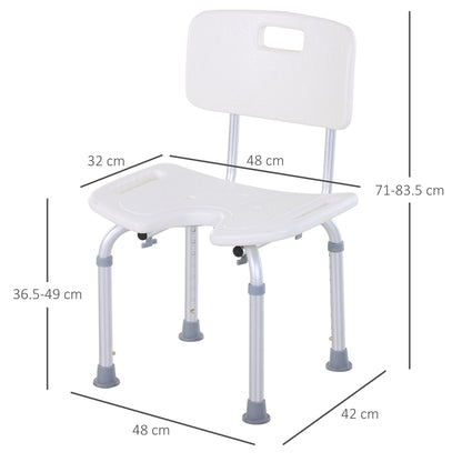 Aluminium Alloy Adjustable Shower Stool - White