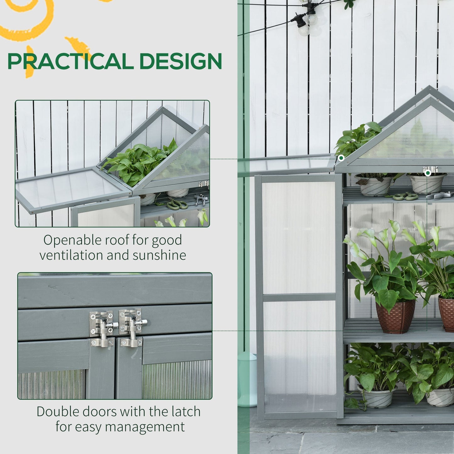 80 x 47 x 138cm Garden Cold Frame Polycarbonate Greenhouse with Adjustable Shelves