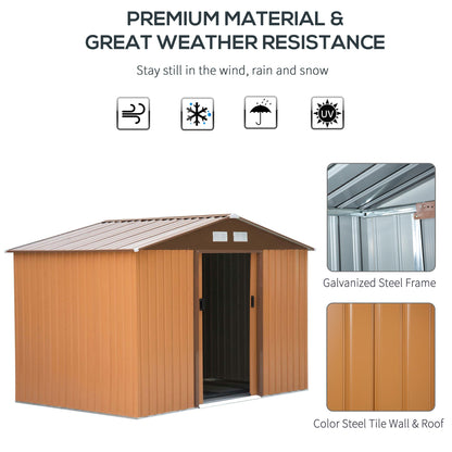 Galvanised 9 x 6' Sliding Double Door Apex Garden Shed With Ventilation Steel Light Brown by Steadfast