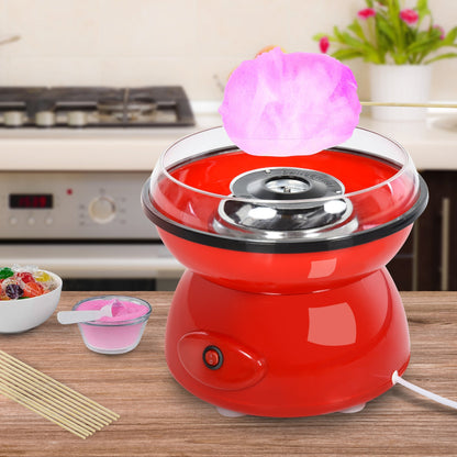 450W Electric Candyfloss Machine Kit Non-Stick Plates Fairground Fun Children Adult Party Gift Home Sweet Metal Body w/ Accessories Red