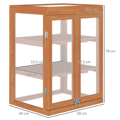 3-tier Wood Greenhouse Garden Polycarbonate Cold Frame Balcony Grow House w/ Storage Shelf for Plants