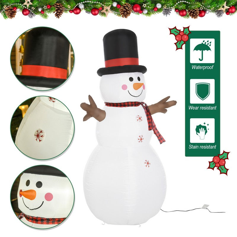 Homcom 6 Foot LED Polyester Outdoor Christmas Inflatable Snow Man