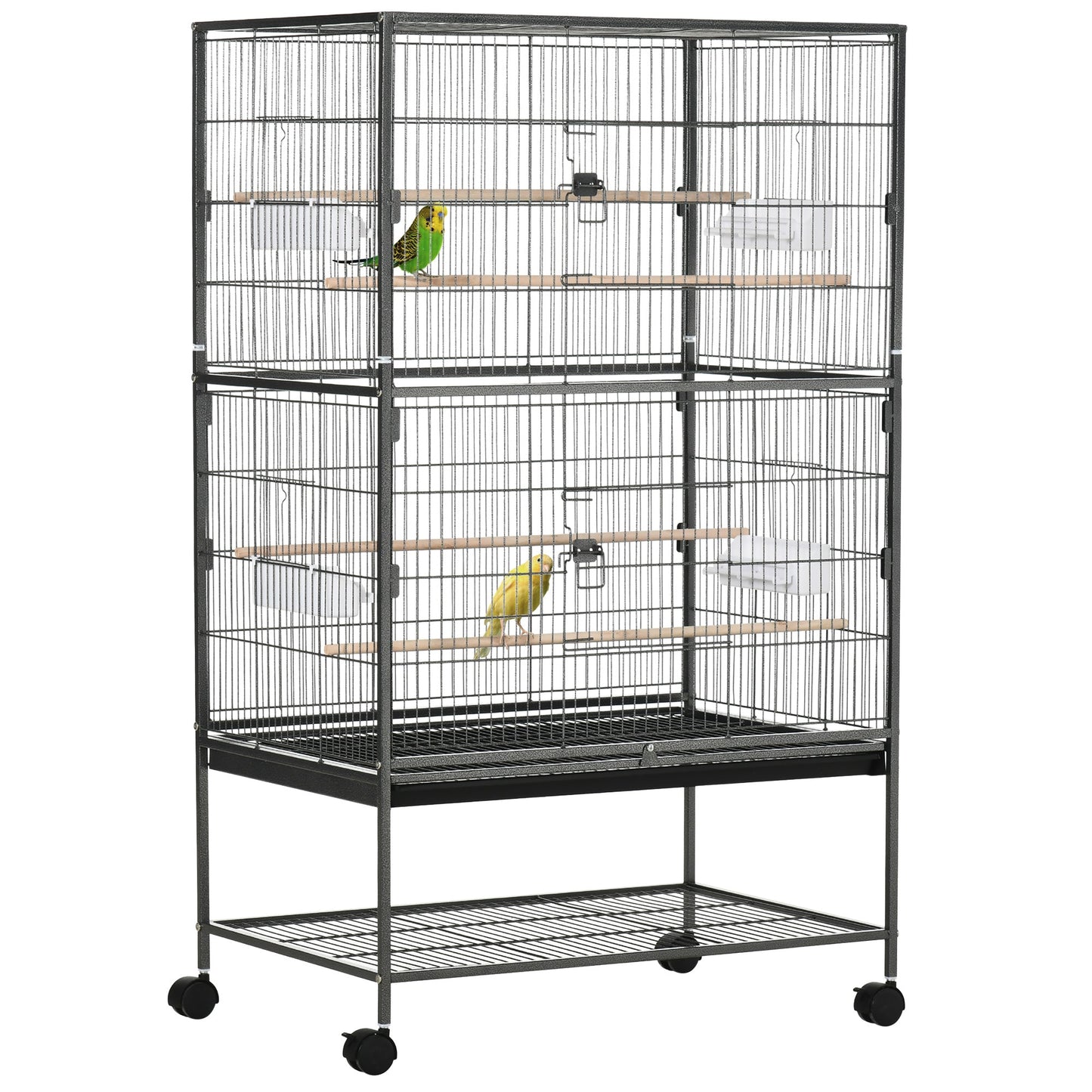 Grille 132cm Bird Cage Wheeled Black by Pawhut