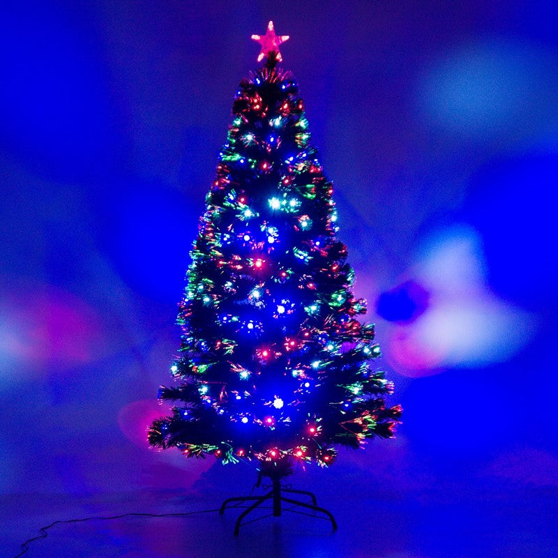 5 Foot Prelit Artificial Christmas Tree with Multi-Coloured Fibre Optic LED Light