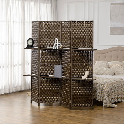 4-Panel Room Dividers with Shelves