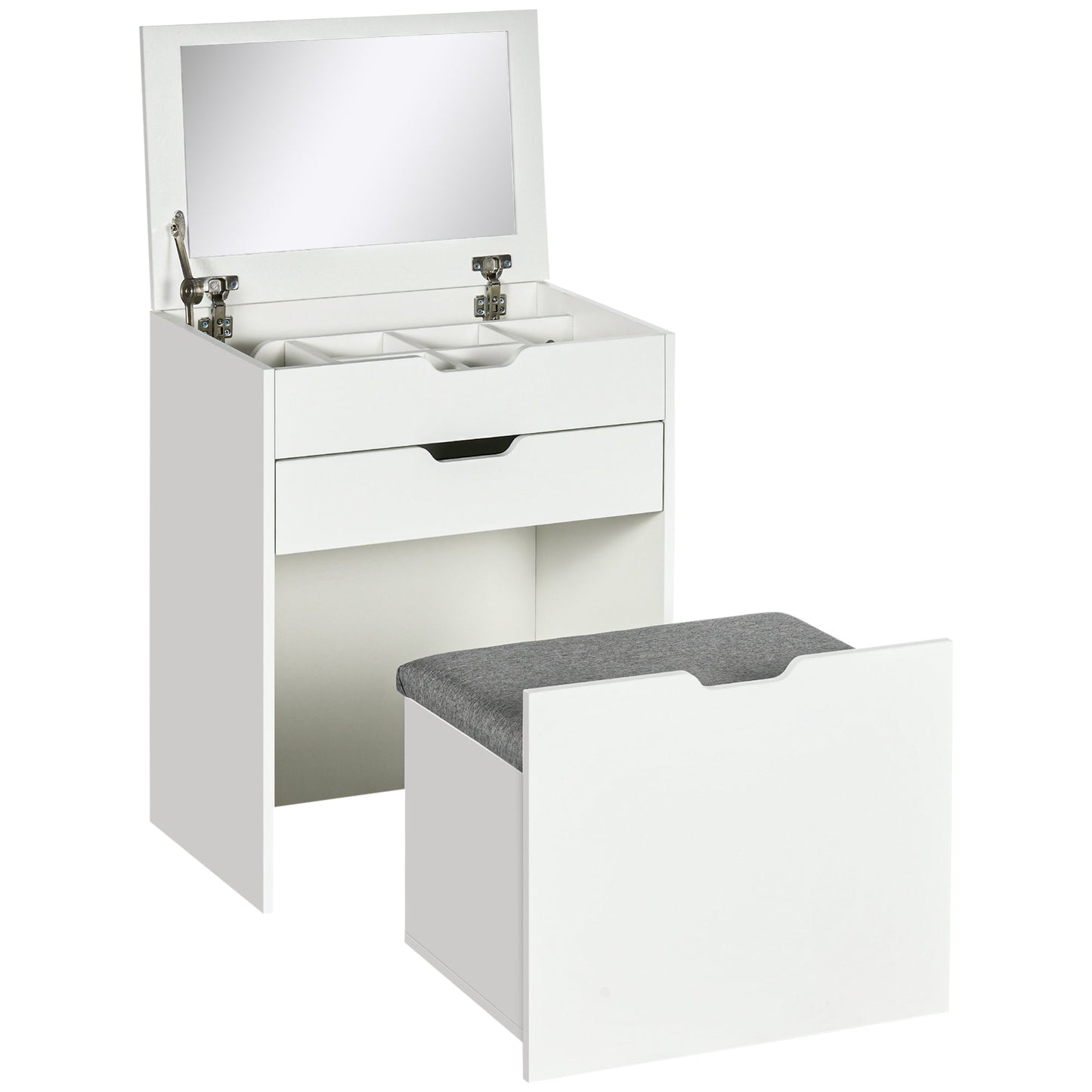 Dressing Table with Flip-up Mirror and Storage Stool