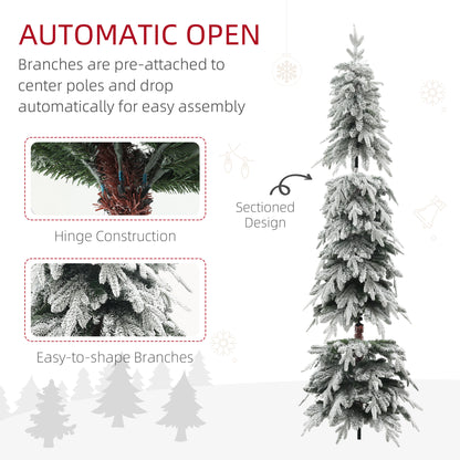 7ft Slim Christmas Tree Artificial - White Frosted Green Slim  800 Tips