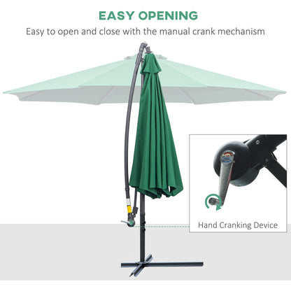 Outsunny 3M Banana Hanging Parasol Umbrella Green