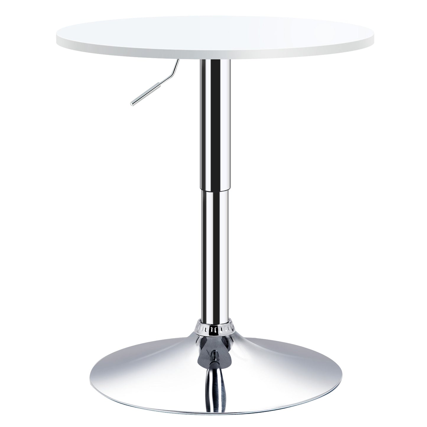 Bar Table ?60cm Adjustable Height Round Bistro Table w/ Swivel Top Metal Frame Counter Surface Stylish Kitchen Conservatory White