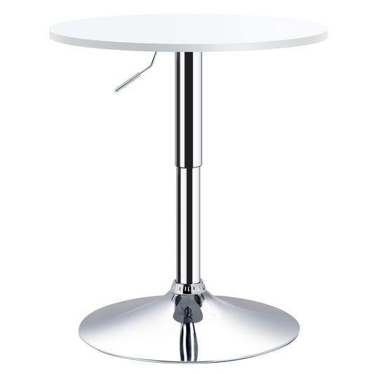 Bar Table ?60cm Adjustable Height Round Bistro Table w/ Swivel Top Metal Frame Counter Surface Stylish Kitchen Conservatory White