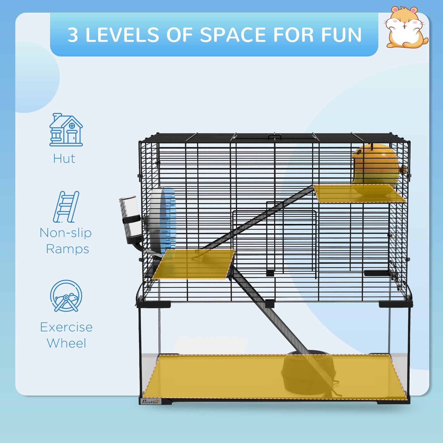 PawHut 3 Tiers Hamster Cage