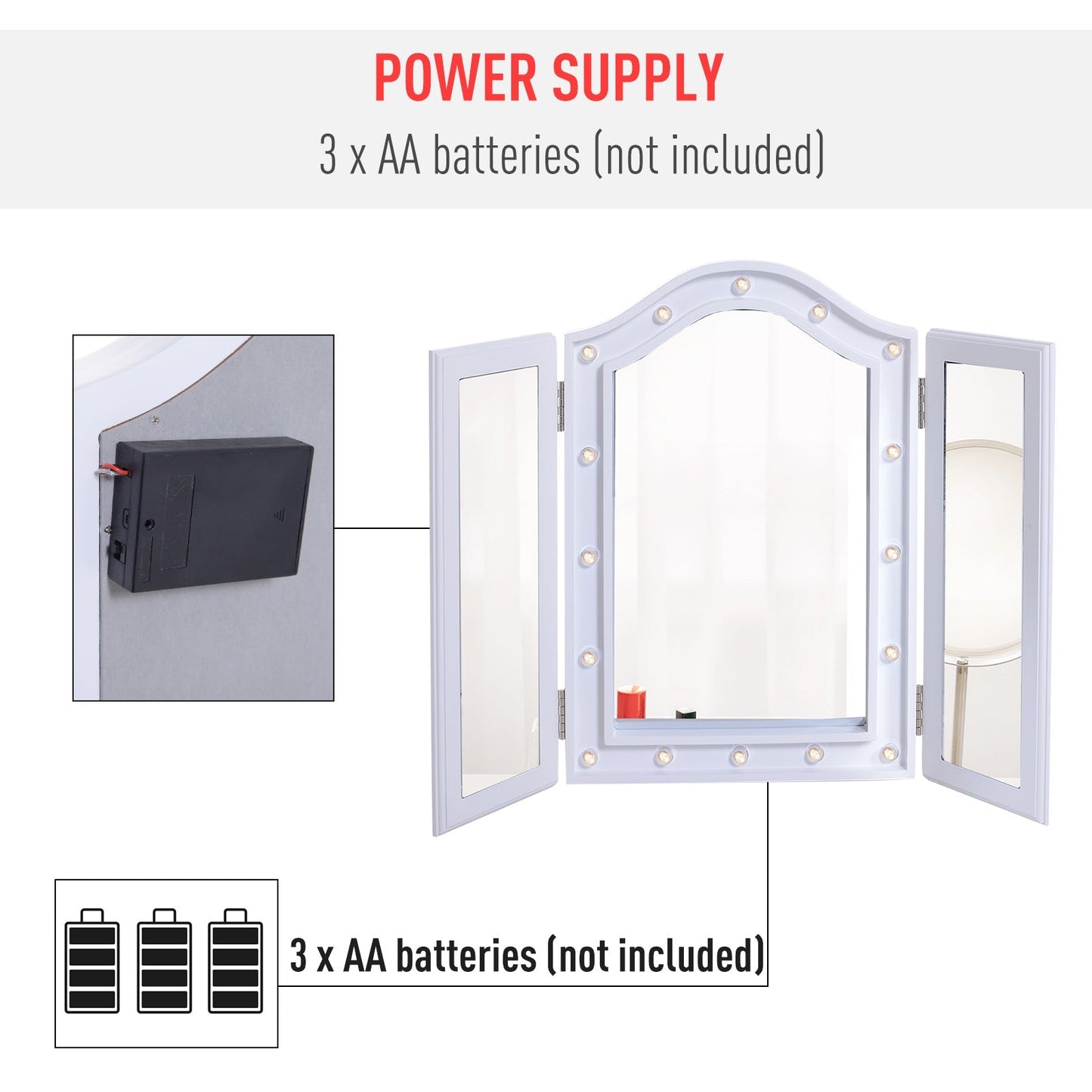 Trifold Freestanding Mirror