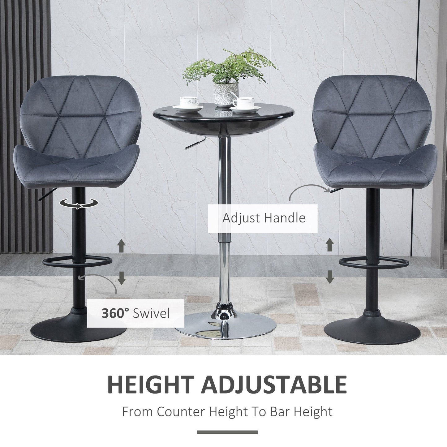 Homcom Adjustable Bar Stools Set of 2