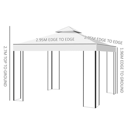 3 x 3m Outdoor Steel Gazebo with 2 Tier Roof