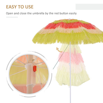 Patio Garden Hawaii Beach Sun Umbrella Sunshade Hawaiian Folding Tilting Crank Parasol Multicolor