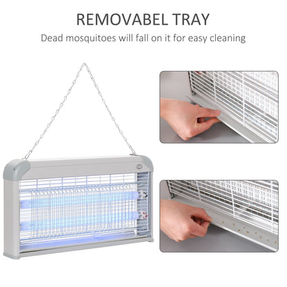 Outsunny Free Standing Wall Hanging 30W Electric Fly Mosquito Killer 60? Coverage Electric Fly Zapper