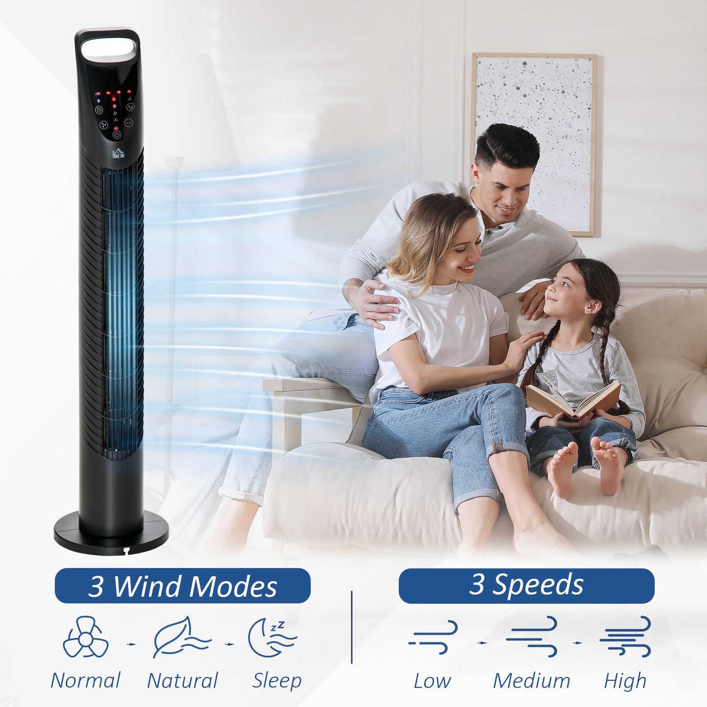 Homcom Oscillating Tower Fan with Remote Control