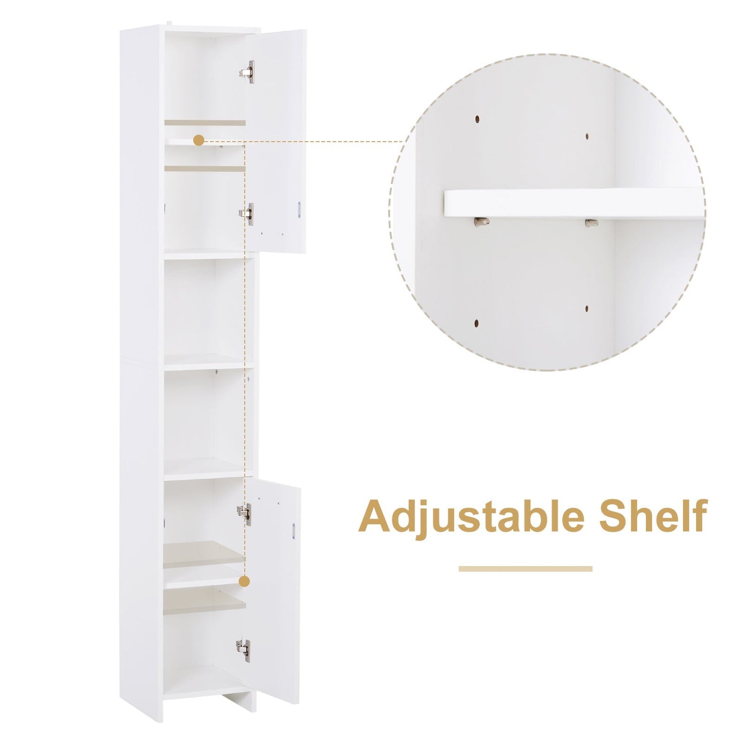 Particle Board Tall Freestanding Bathroom Storage Cabinet White