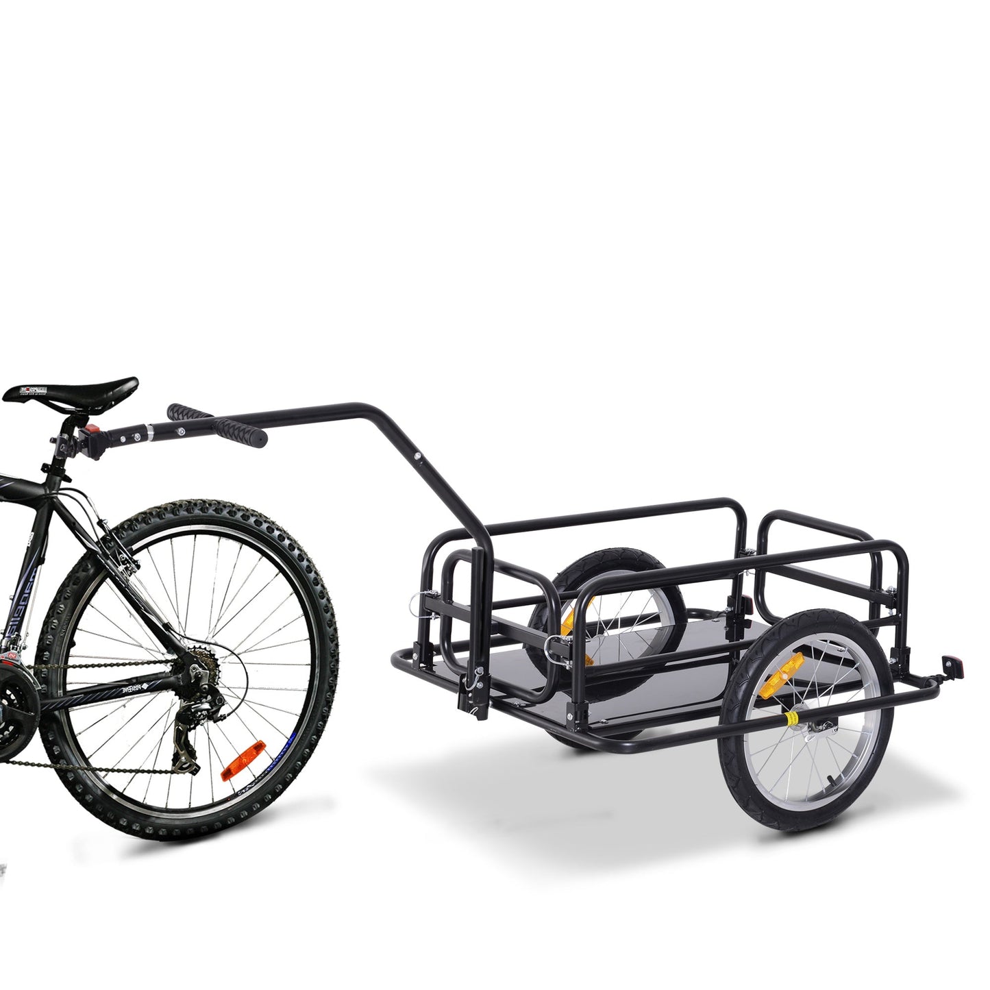 Bike Cargo Trailer Bicycle Cargo Storage Cart w/ Hitch Cycling Camping Luggage Storage Carrier Transport Steel Black