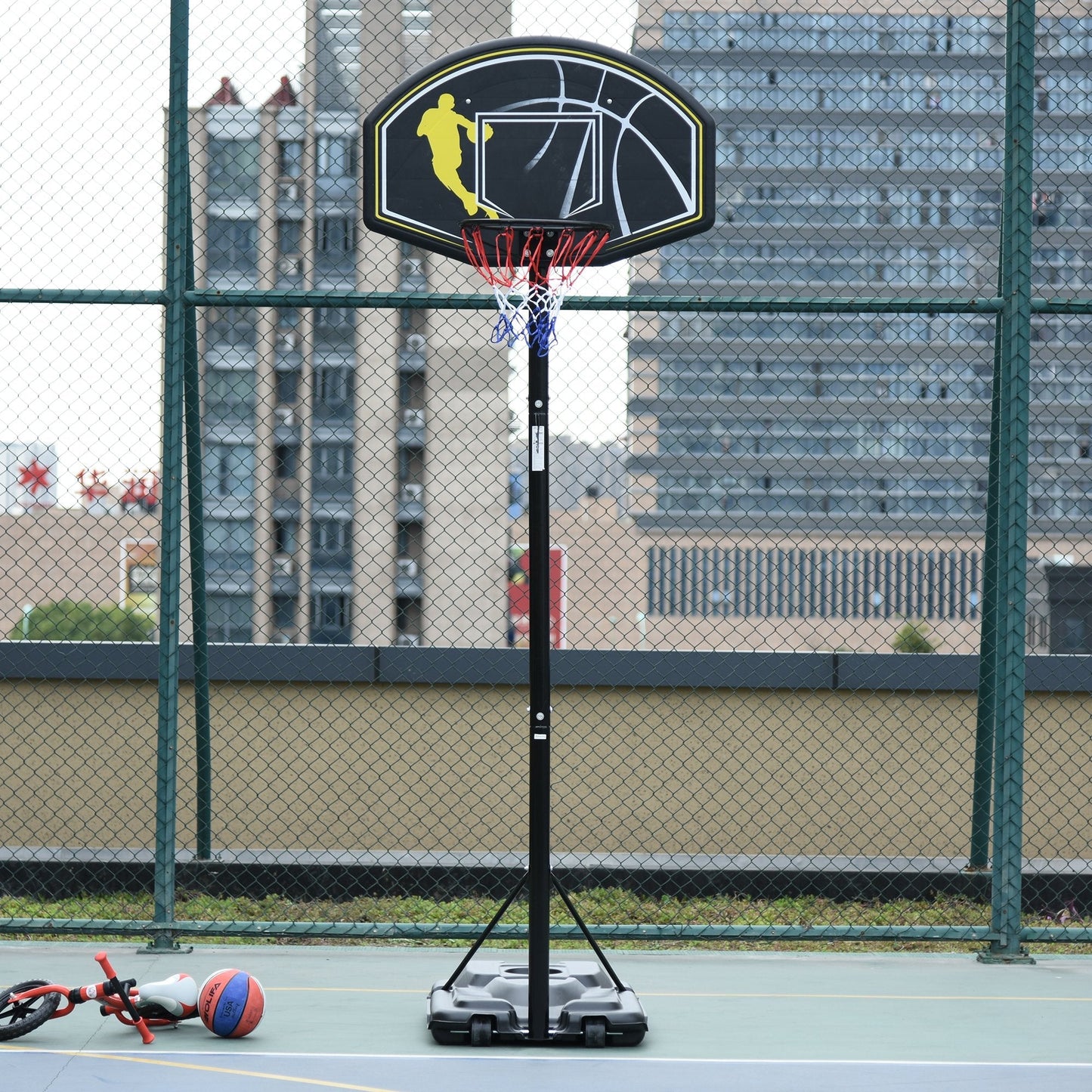 Portable Basketball Stand Adjustable Height Hoop Backboard w/ Wheels