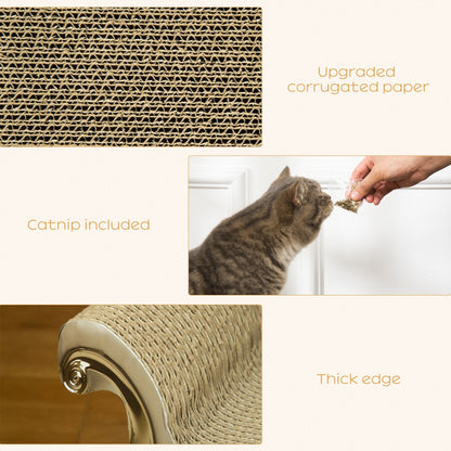 PawHut Cat Corrugated Paper Scratching Bed Pad Board Toy Pet Furniture with Catnip Brown