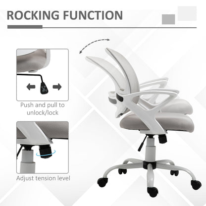 Vinsetto Office Chair Mesh Swivel Desk Chair With Lumbar Back Support Adjustable Height Armrests Grey