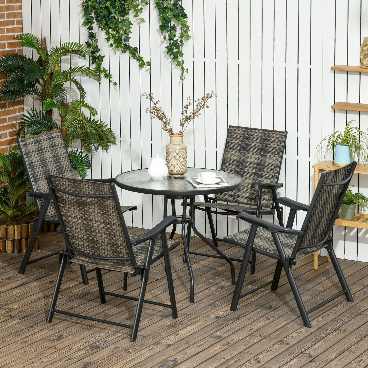 5-Pieces PE Rattan Dining Sets