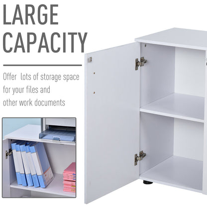 Vinsetto 2-Tier Locking Office Storage Cabinet File Organisation w/ Feet Melamine Coating Aluminium Handles 2 Keys Stylish White