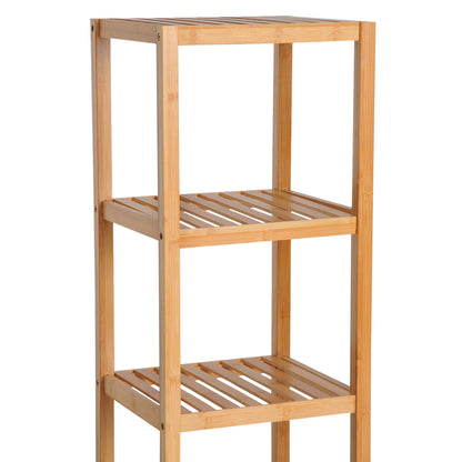 5-Tier 140cm Floor Cabinet Cupboard & Three Shelf Wood Natural