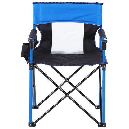 Outsunny Folding Fishing Camping Chair Portable Picnic Armchair Director Seat Oxford Metal Frame With Cup Holder