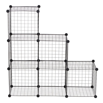 DIY 6 Cube Metal Wire Rack Interlocking Storage Cabinet Living Room Organiser Display Shelves Black