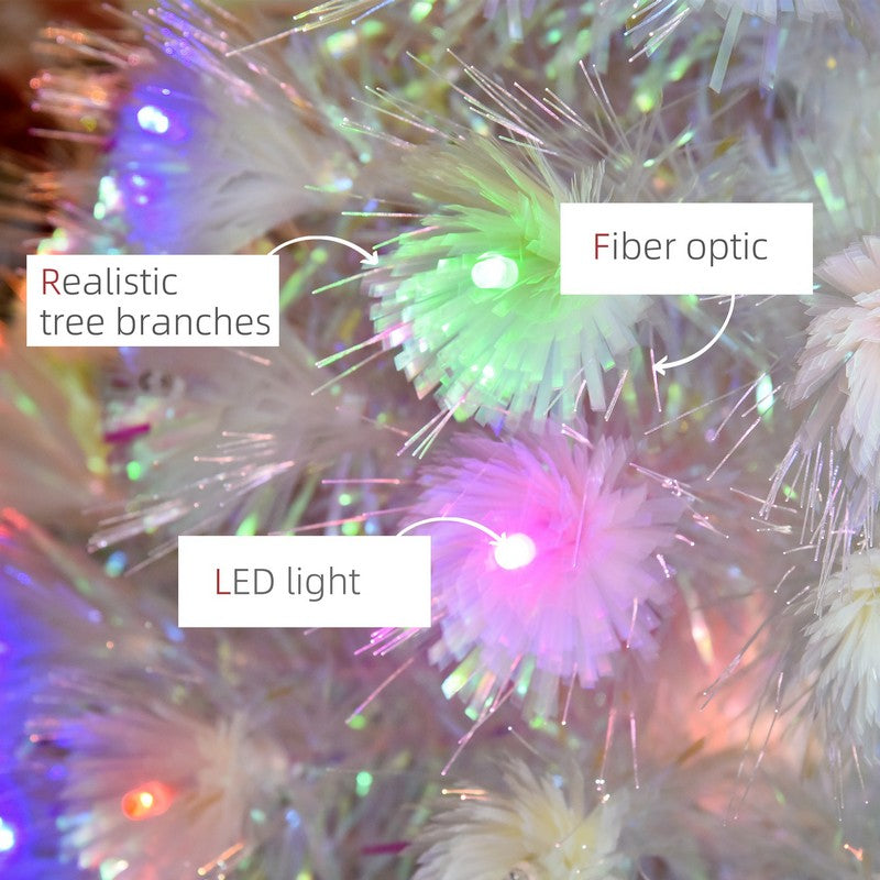 Homcom 4 Foot Prelit Artificial Christmas Tree with Fiber Optic LED Light