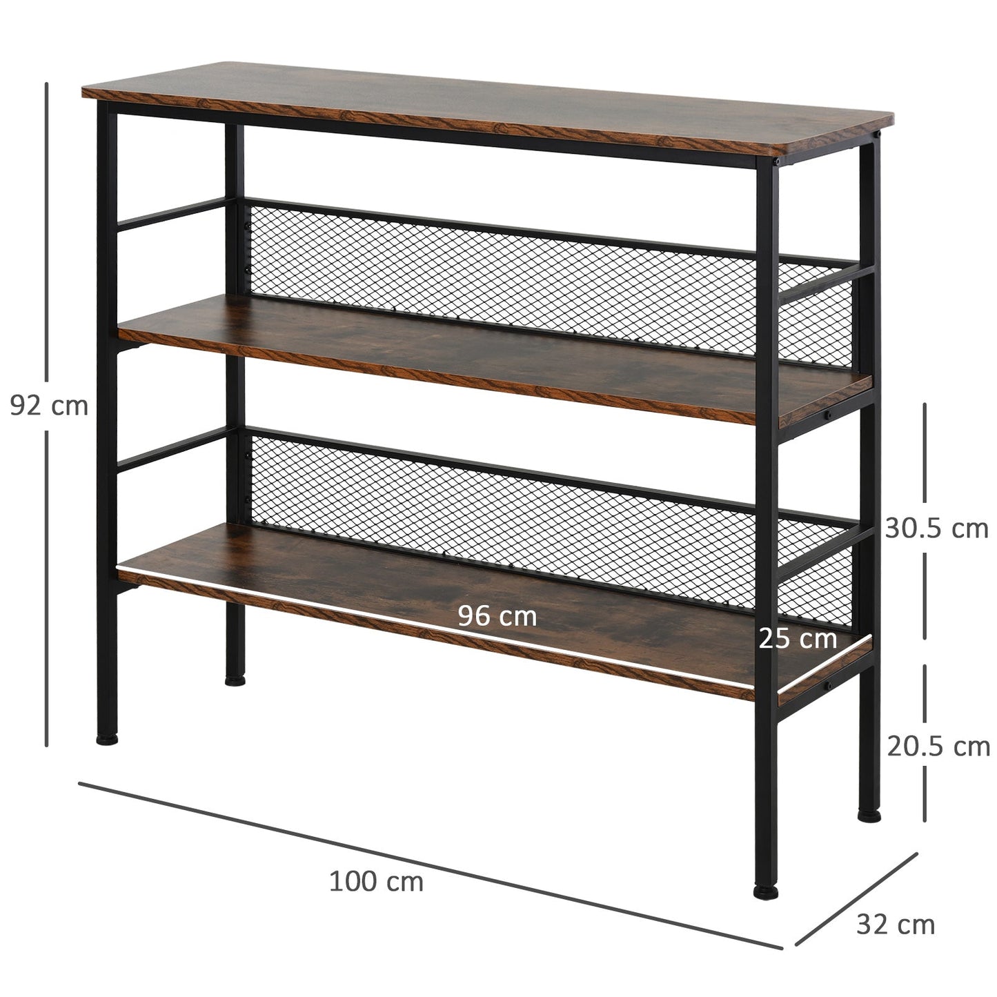 Industrial-Style Three Tier Shelf