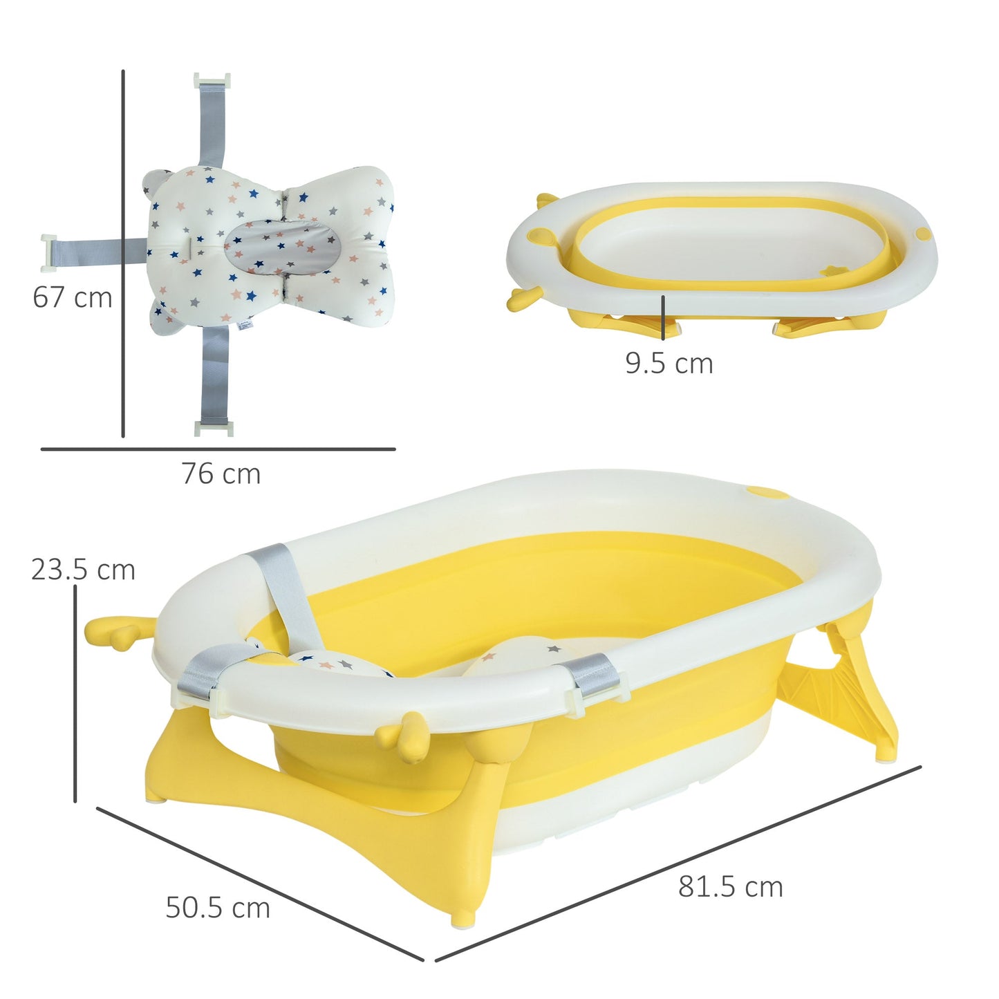 Foldable Portable Baby Bath Tub w/ Temperature-Induced Water Plug for 0-3 years