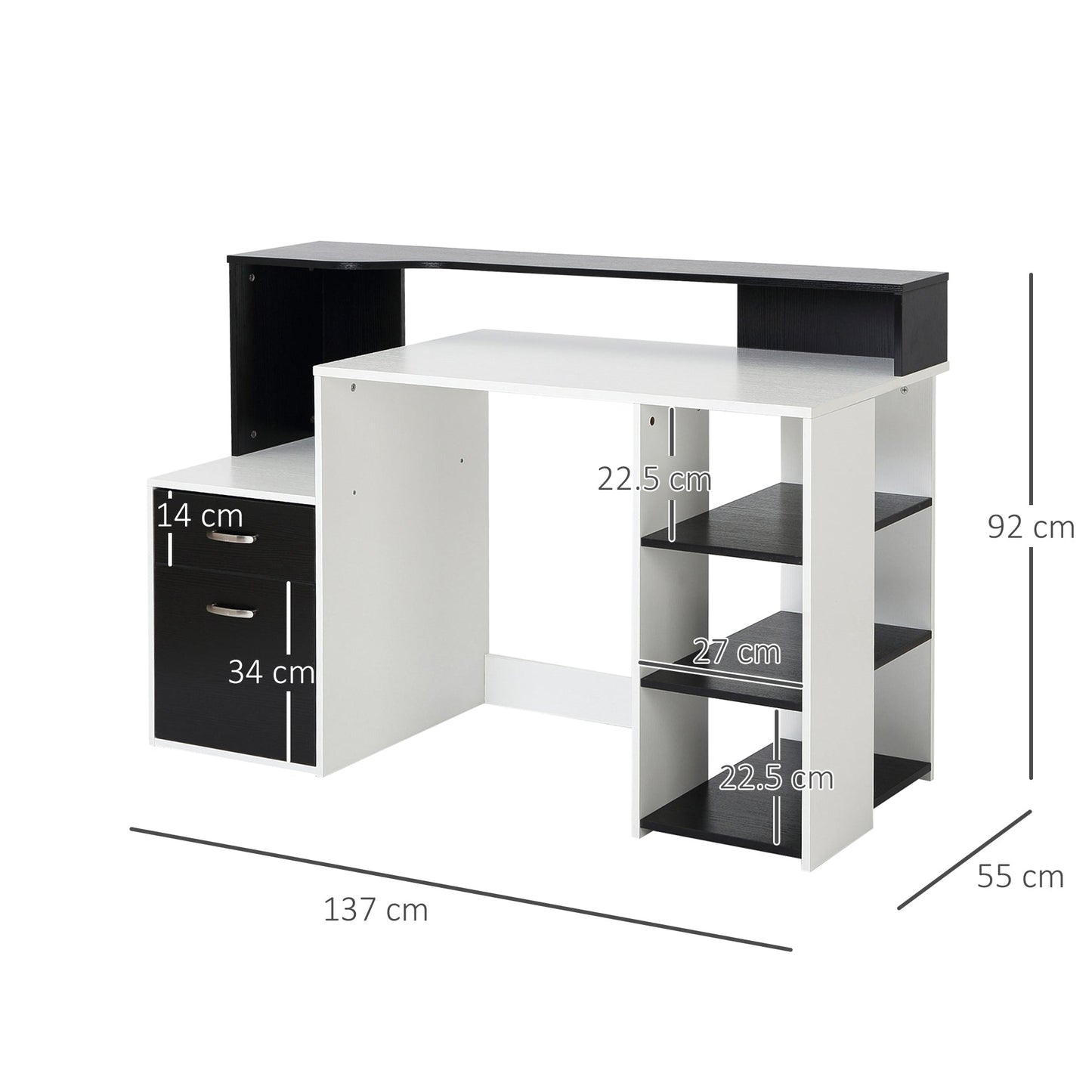 Computer Writing Desk Study Table Modern Home Office Workstation with Printer Rack