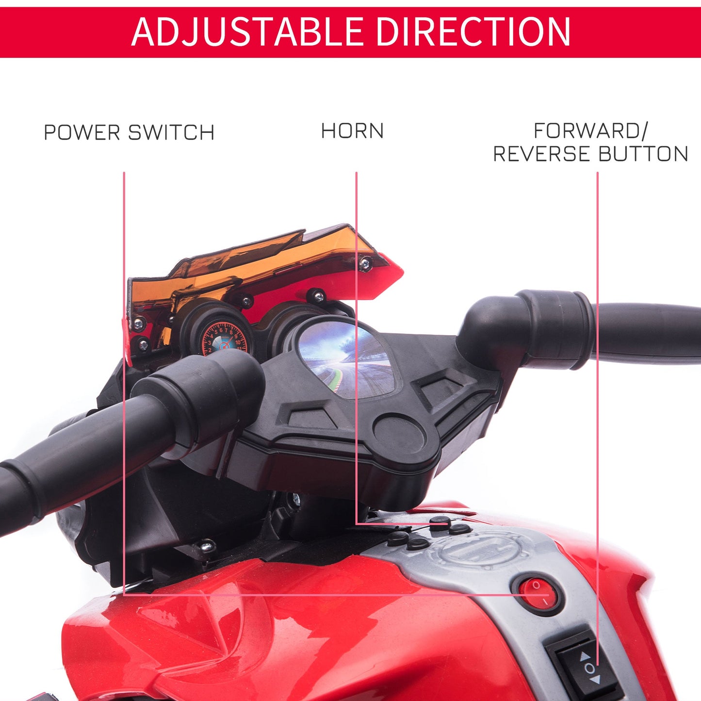 Kids 6V Electric Ride On Motorcycle Vehicle w/ Lights Horn Realistic Sounds Outdoor Play Toy for 1.5-4 Years Old Red