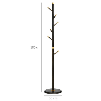 Vintage Coat Rack Stand Freestanding Hall Tree With 6 Hooks Bamboo Frame For Entryway Hallway Bedroom Walnut