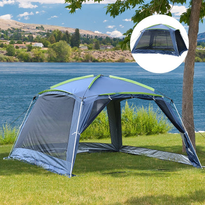 5-8 Persons Pop Up Tent Camping Gazebo Garden Tent-Dark Blue/Green