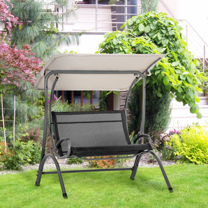 2 Seater Garden Swing Seat Double Bed Swing Chair Outdoor Hammock Bench w/ Adjustable Tilting Canopy