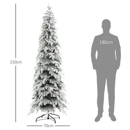 7ft Slim Christmas Tree Artificial - White Frosted Green Slim  800 Tips