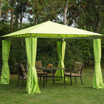 3 x 3 m Garden Metal Gazebo Marquee Patio Party Tent Canopy Shelter with Pavilion Sidewalls - Green