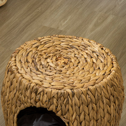 Pawhut Wicker Cat Bed Cat House Stool With Washable Cushion 44 X 43 X 41cm