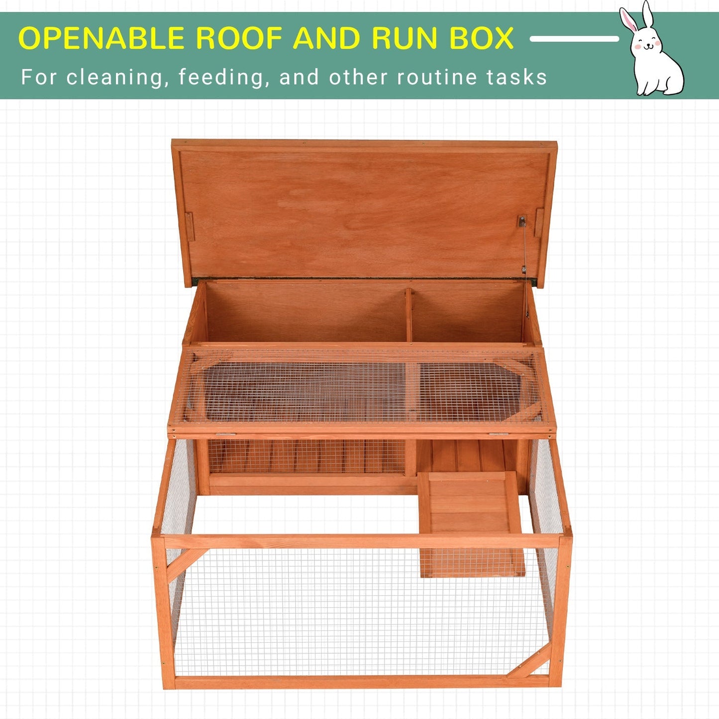 PawHut Rabbit Hutch Off-ground Small Animal Guinea Pig House 125.5 x 100 x 49cm